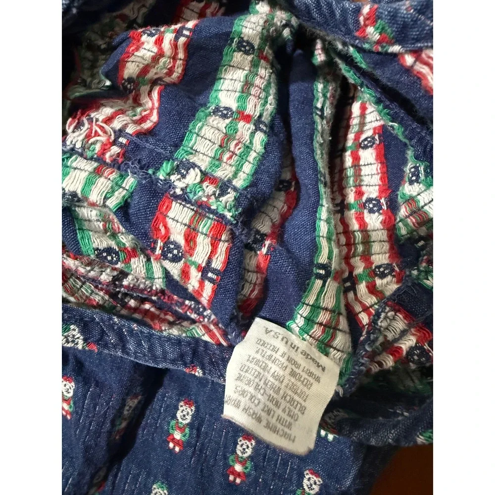 Vintage Oshkosh Overalls 5T Christas Teddy Bear USA Cotton Pants W4-9